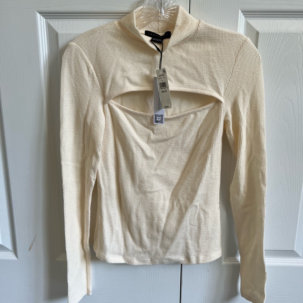 Sanctuary cream cut out turtleneck top
